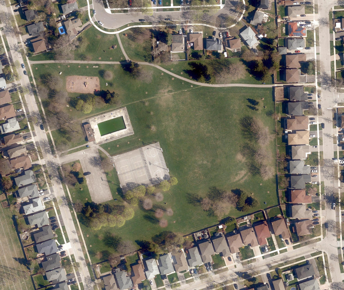 Flagstaff Park, aerial top-down view