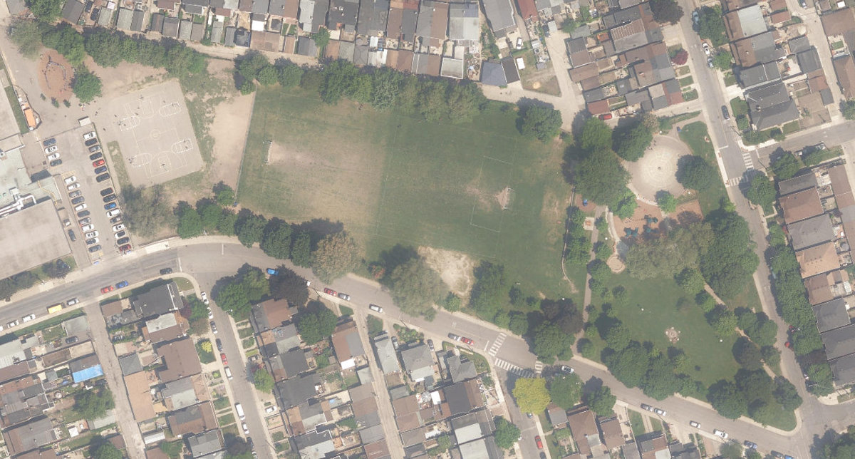 Wadsworth Park, aerial top-down view