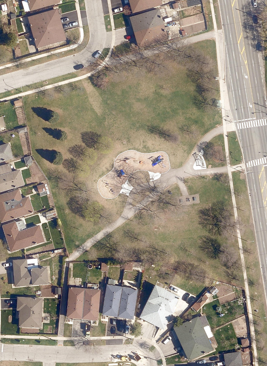 Islington Park, aerial top-down view