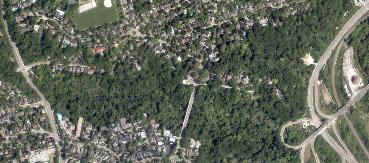 Park Drive Reservation Lands, aerial top-down view