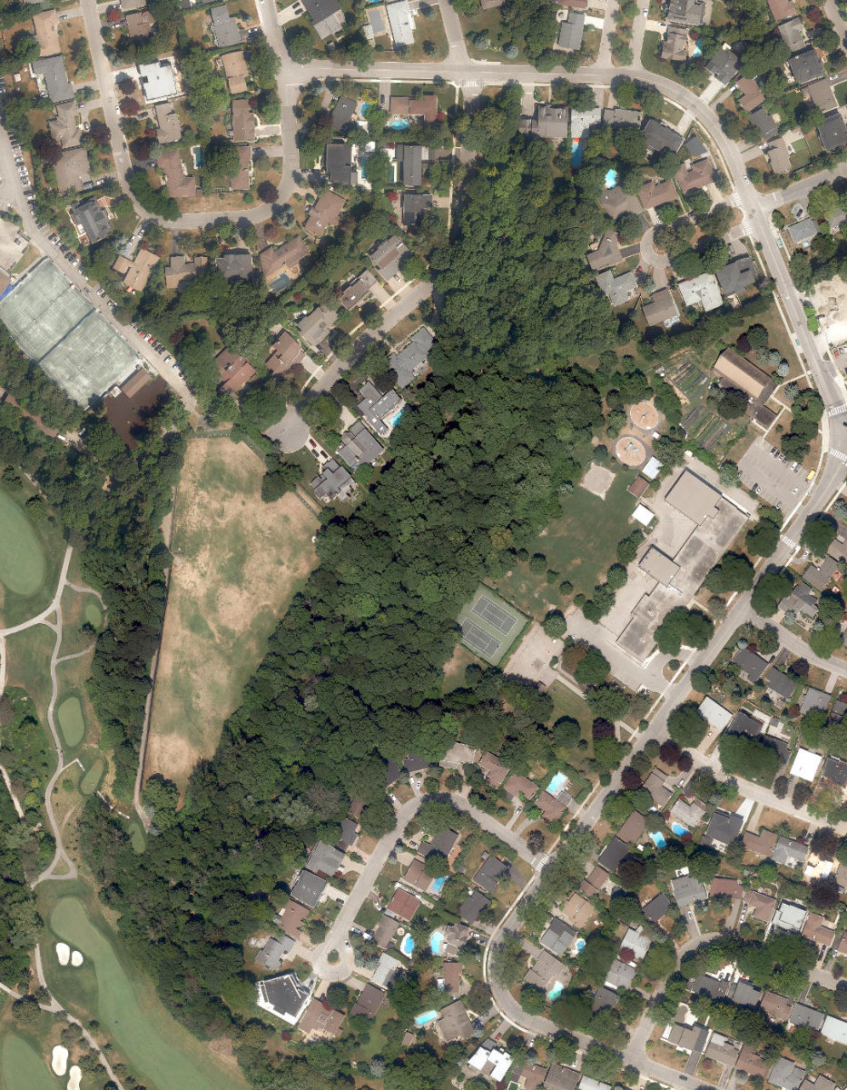 Three Valleys Park, aerial top-down view