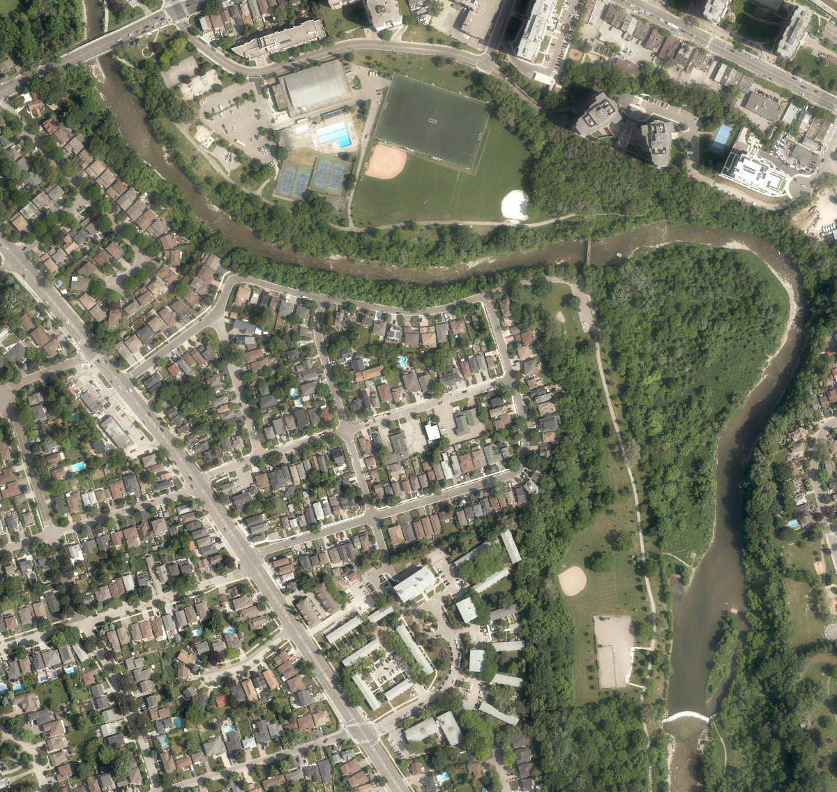 Raymore Park, aerial top-down view