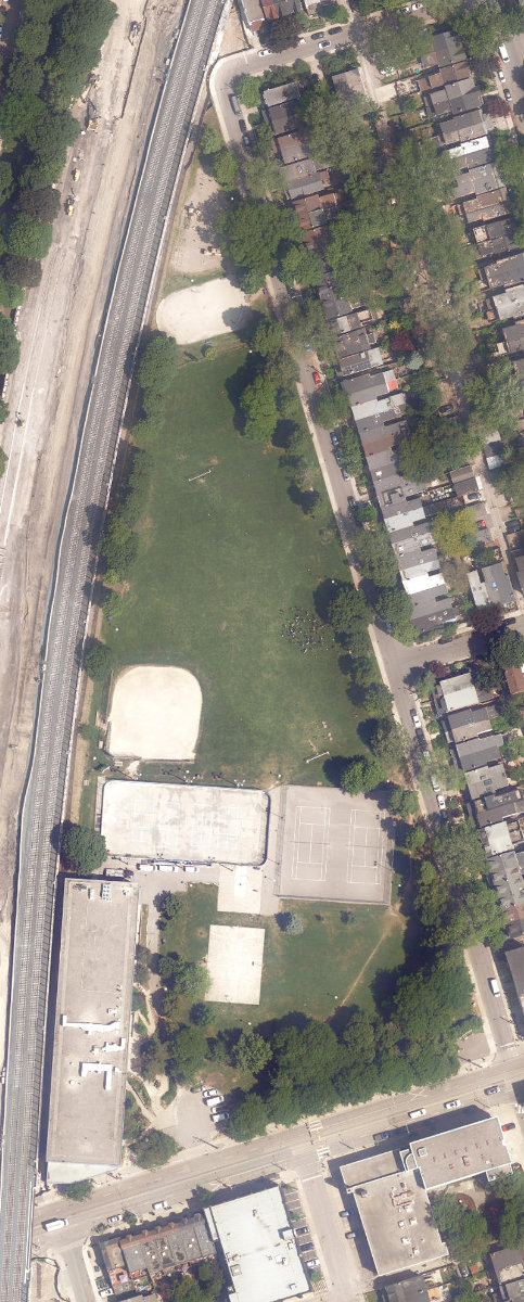 Jimmie Simpson Park, aerial top-down view