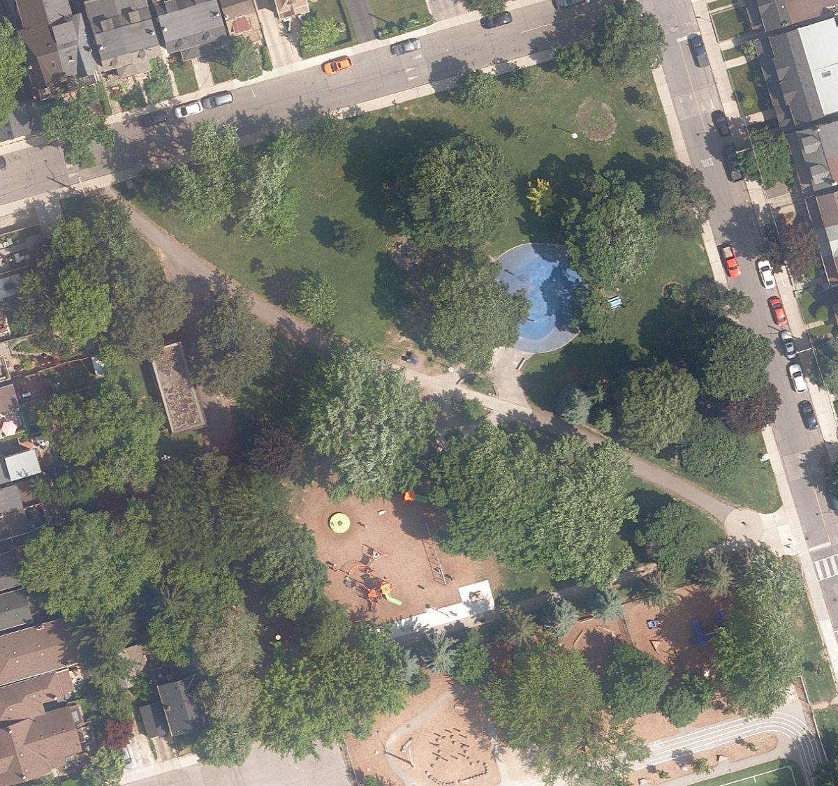 Perth Square Park, aerial top-down view