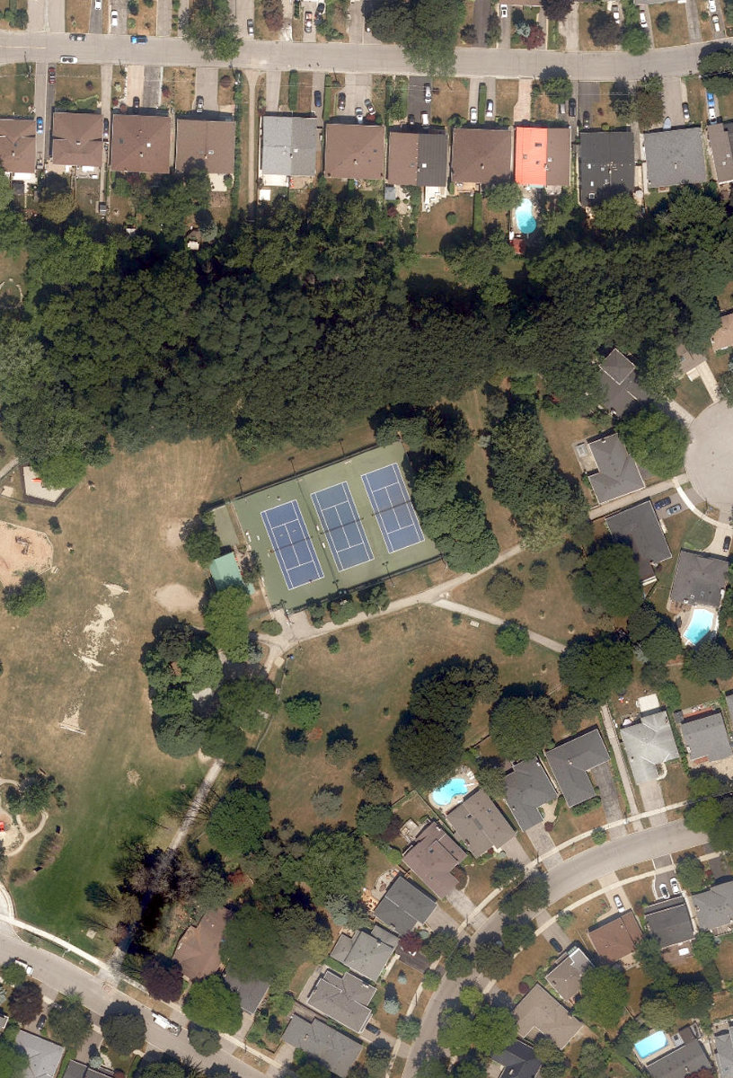 Dunlace Park, aerial top-down view