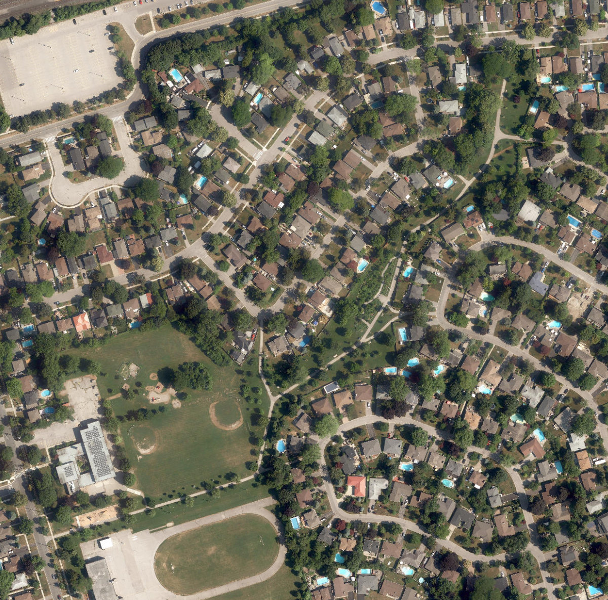 Guildwood Village Park, aerial top-down view