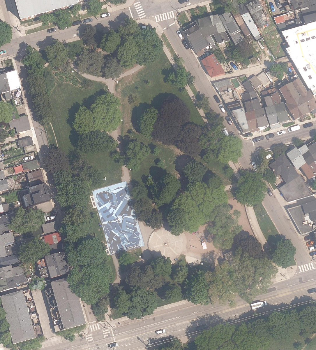 Stanley Park North - Toronto, aerial top-down view