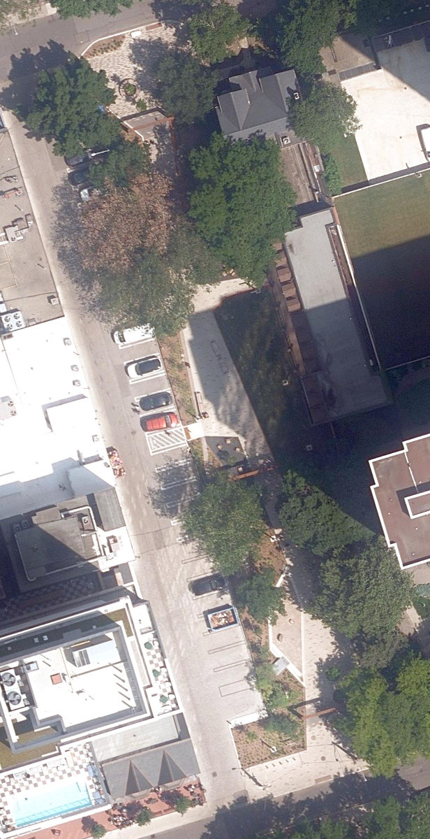 Norman Jewison Park, aerial top-down view
