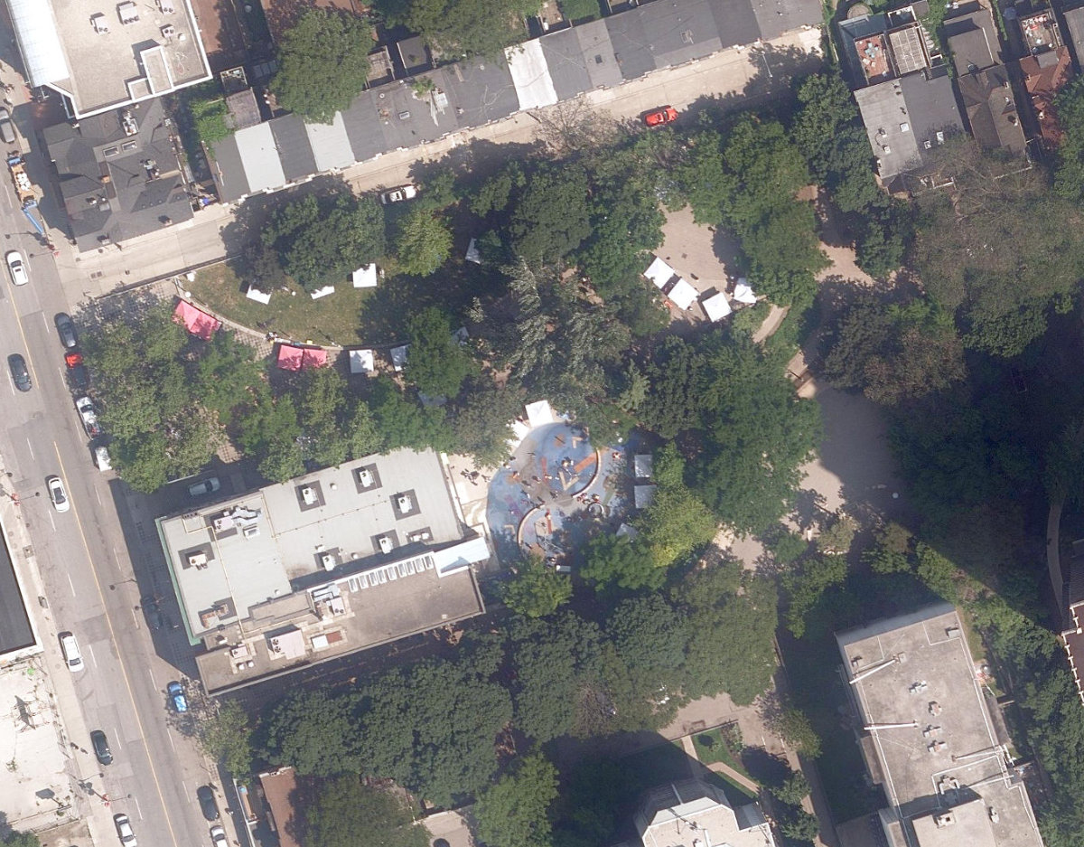 Barbara Hall Park, aerial top-down view