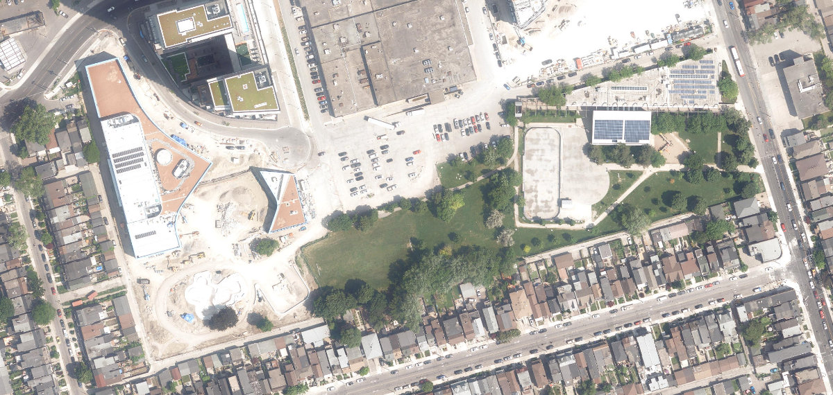 Wallace Emerson Park, aerial top-down view