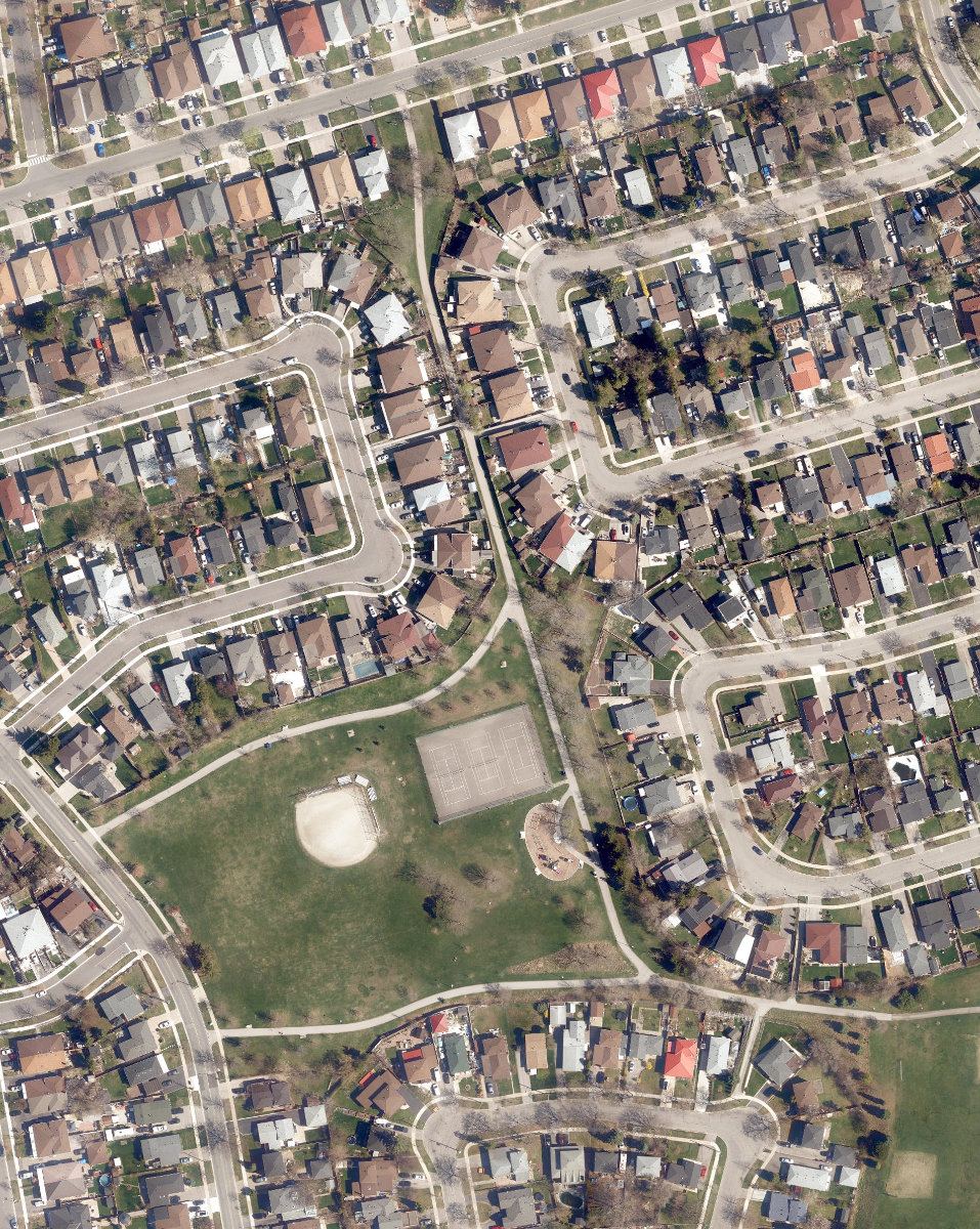 Hullmar Park, aerial top-down view