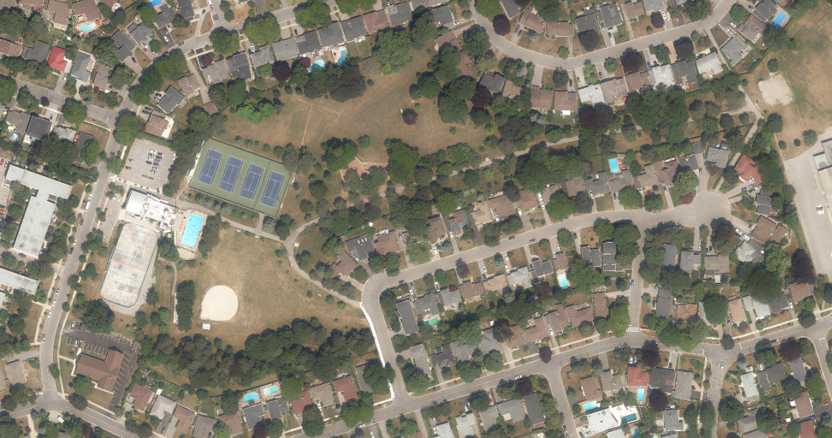 Broadlands Park, aerial top-down view