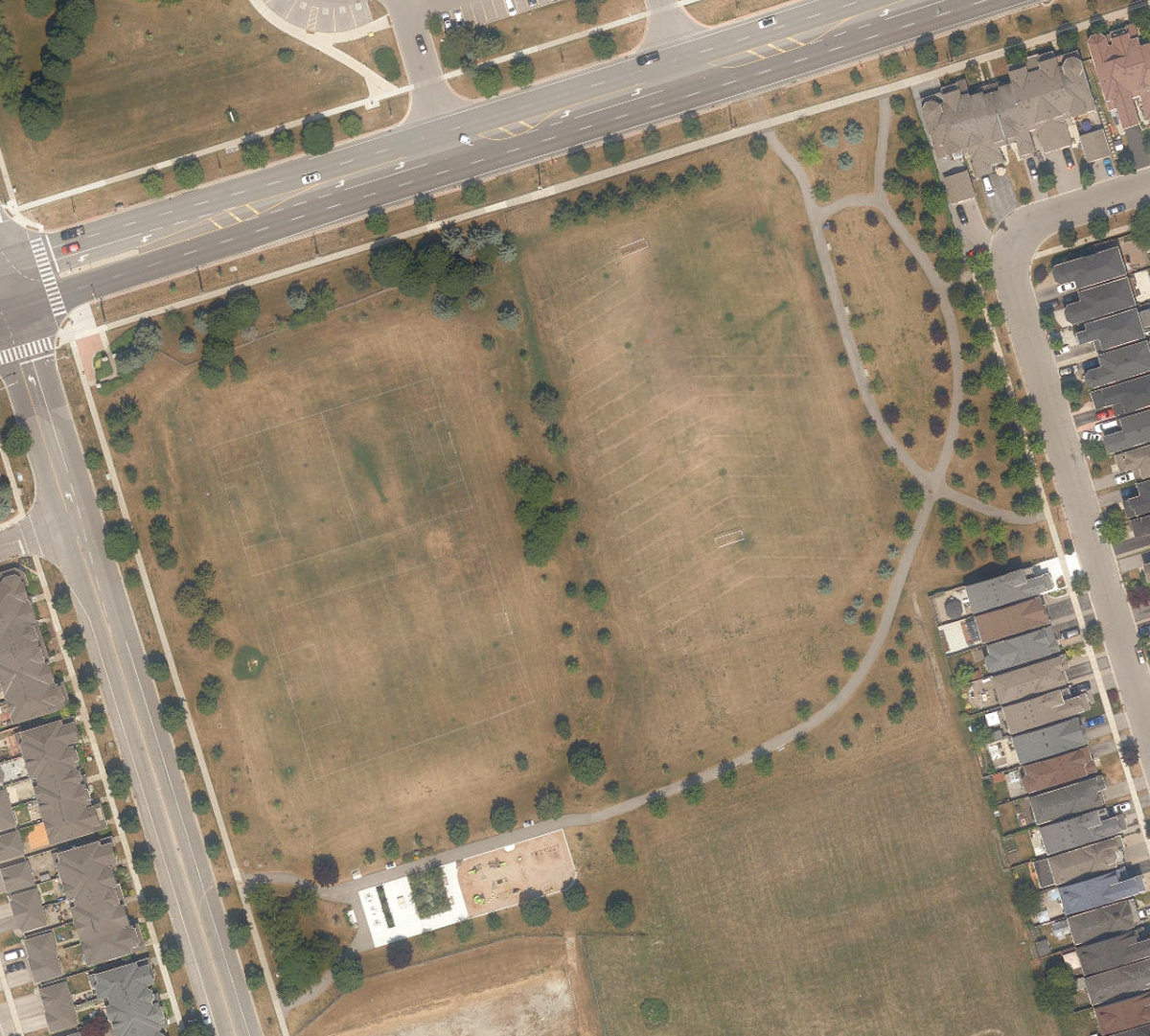 Bill Hancox Park, aerial top-down view