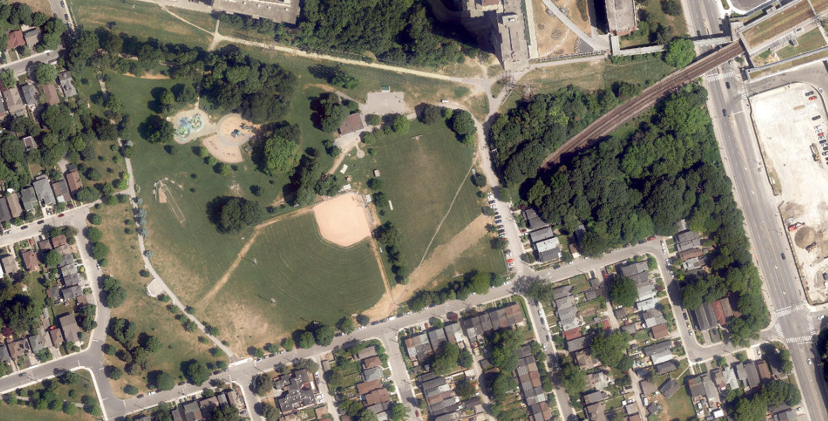 Dentonia Park, aerial top-down view