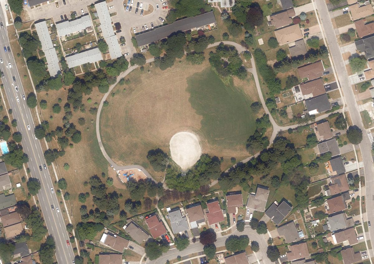 Scarden Park, aerial top-down view