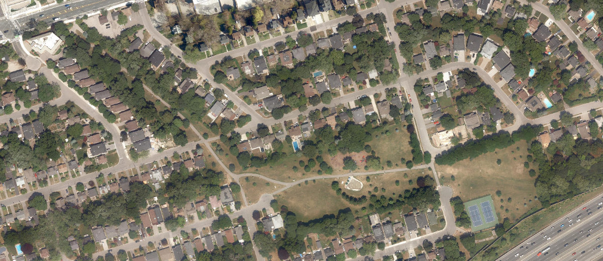 Glendora Park, aerial top-down view