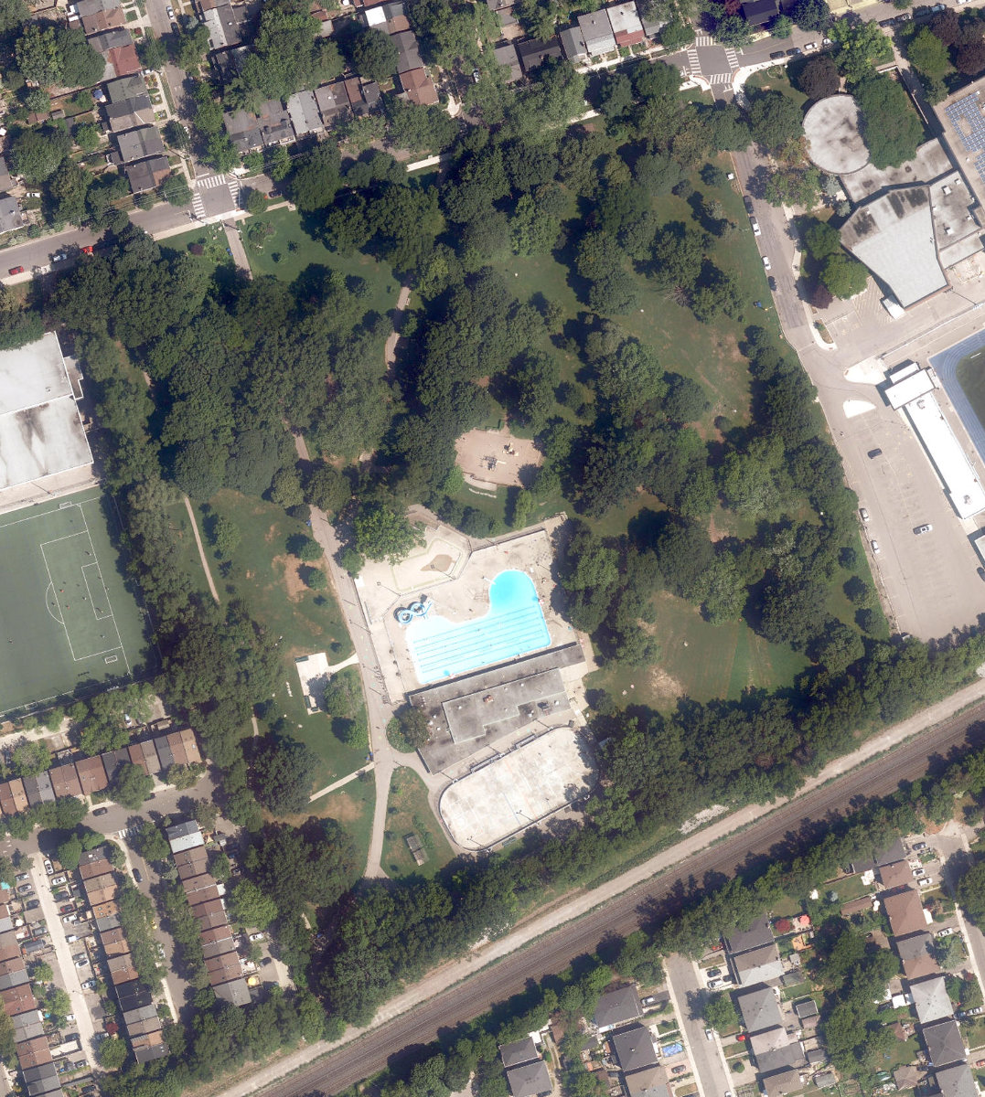 Monarch Park, aerial top-down view