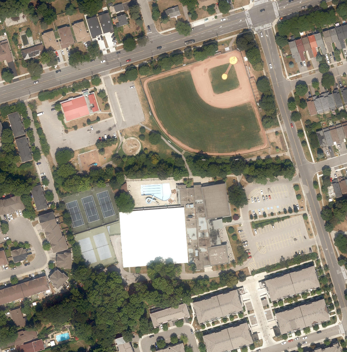 Heron Park, aerial top-down view