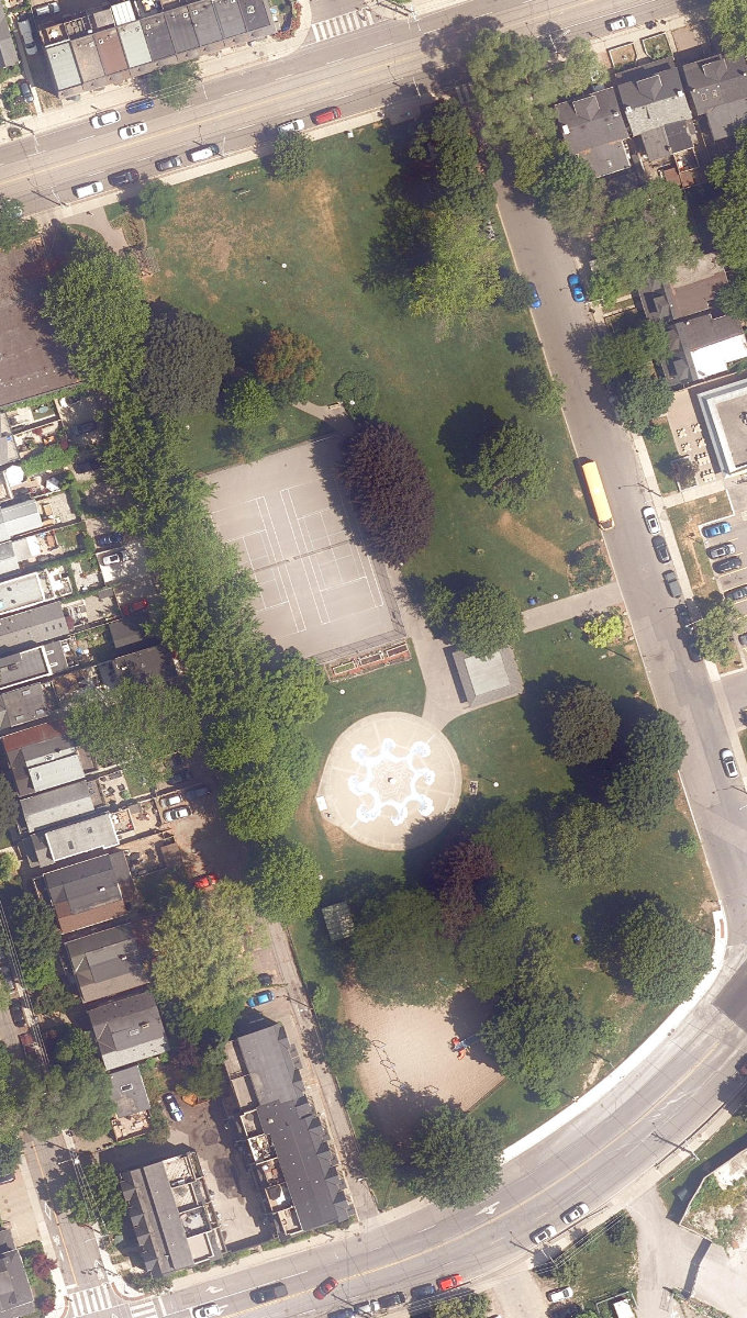 Jonathan Ashbridge Park, aerial top-down view