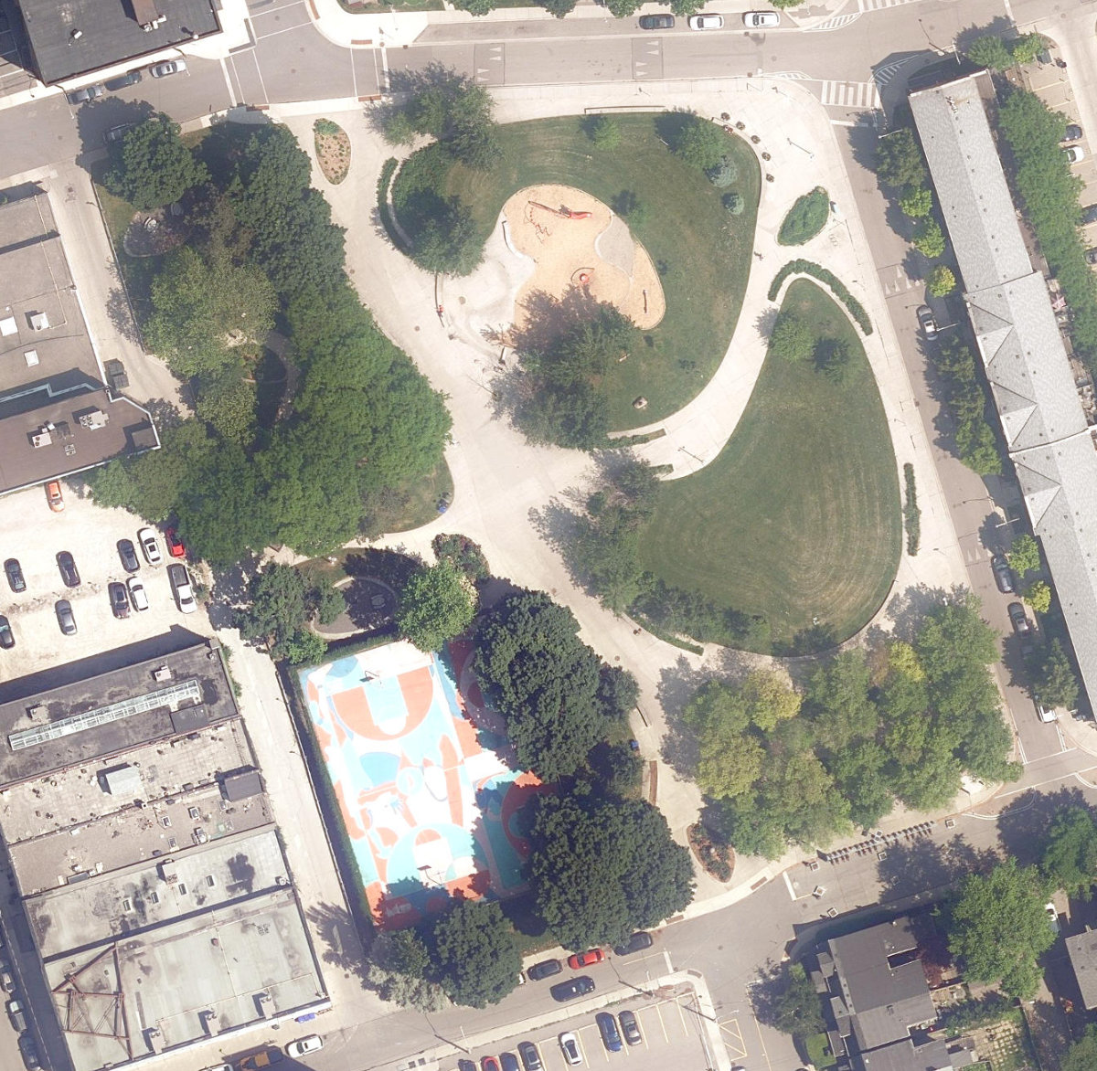 Joel Weeks Park, aerial top-down view