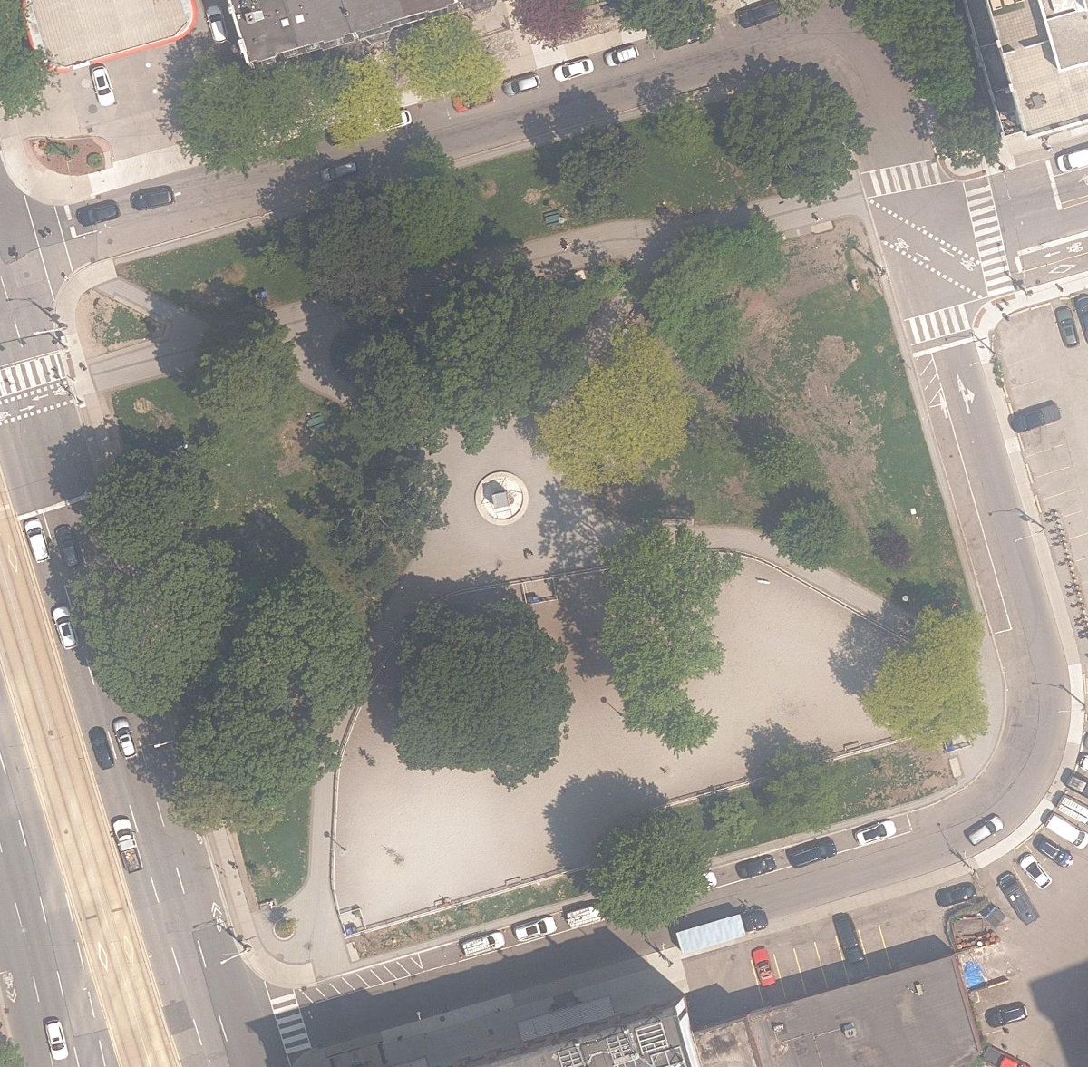 Clarence Square Park, aerial top-down view