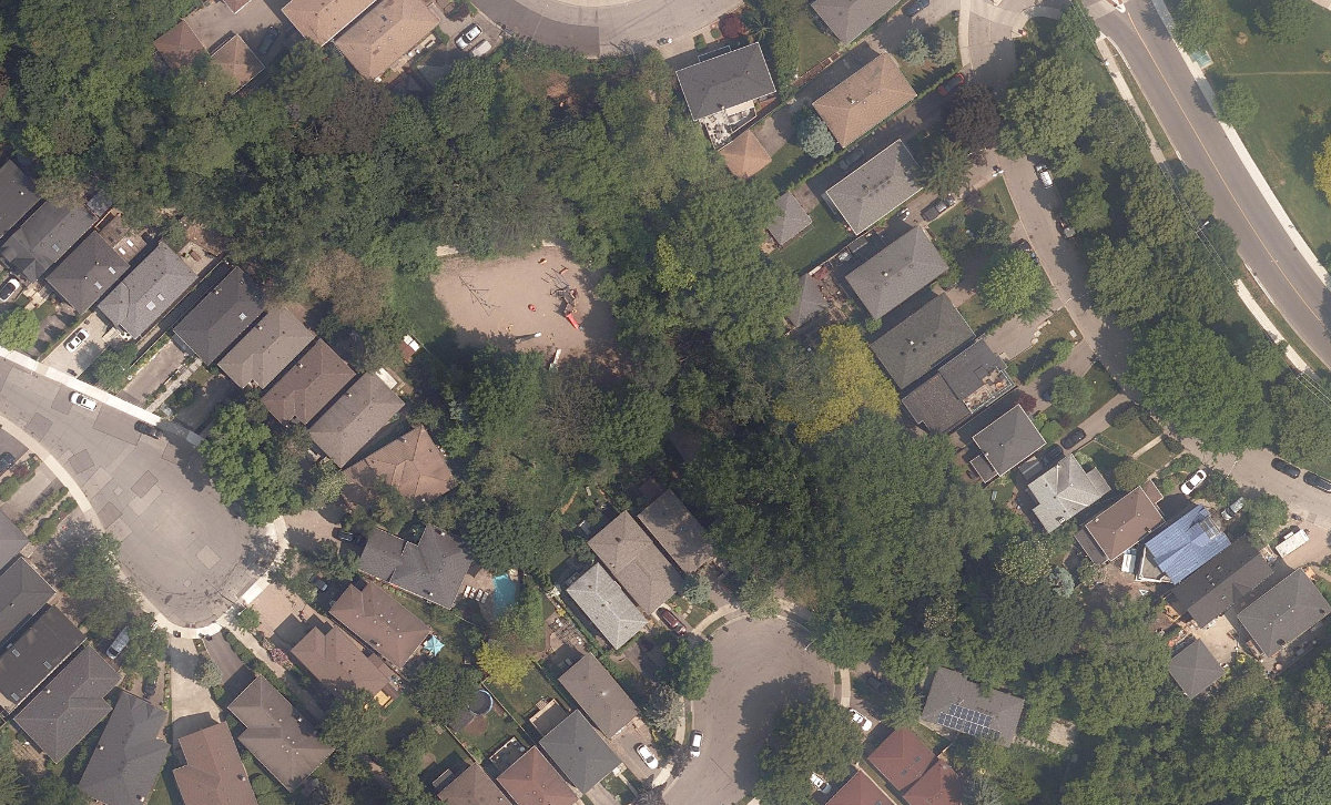 Ormskirk Park, aerial top-down view