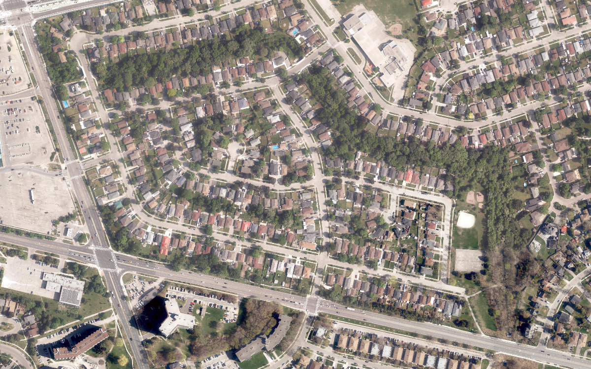 Beaumonde Heights Park, aerial top-down view