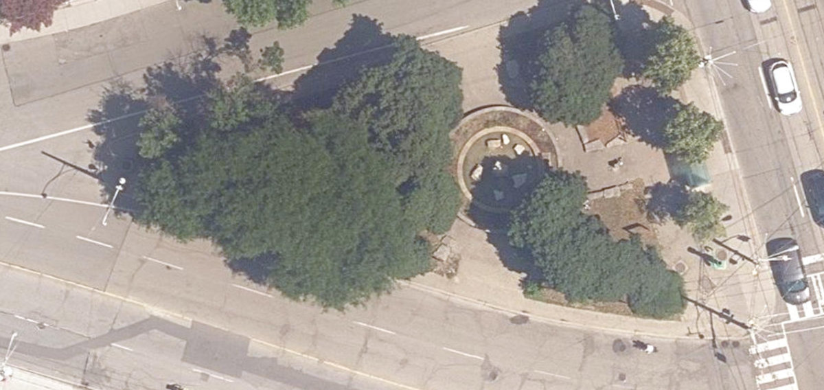 Anniversary Park, aerial top-down view