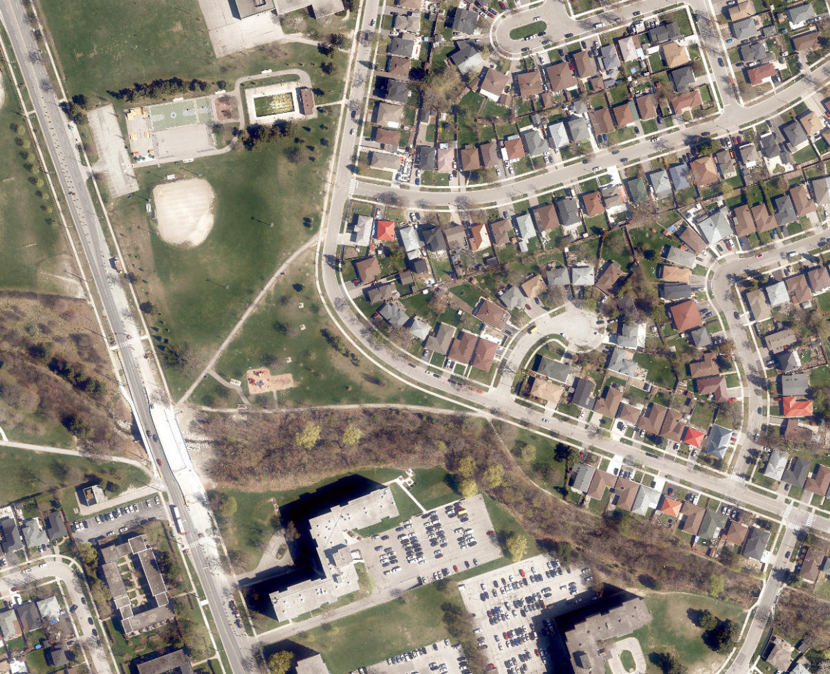 Smithfield Park, aerial top-down view