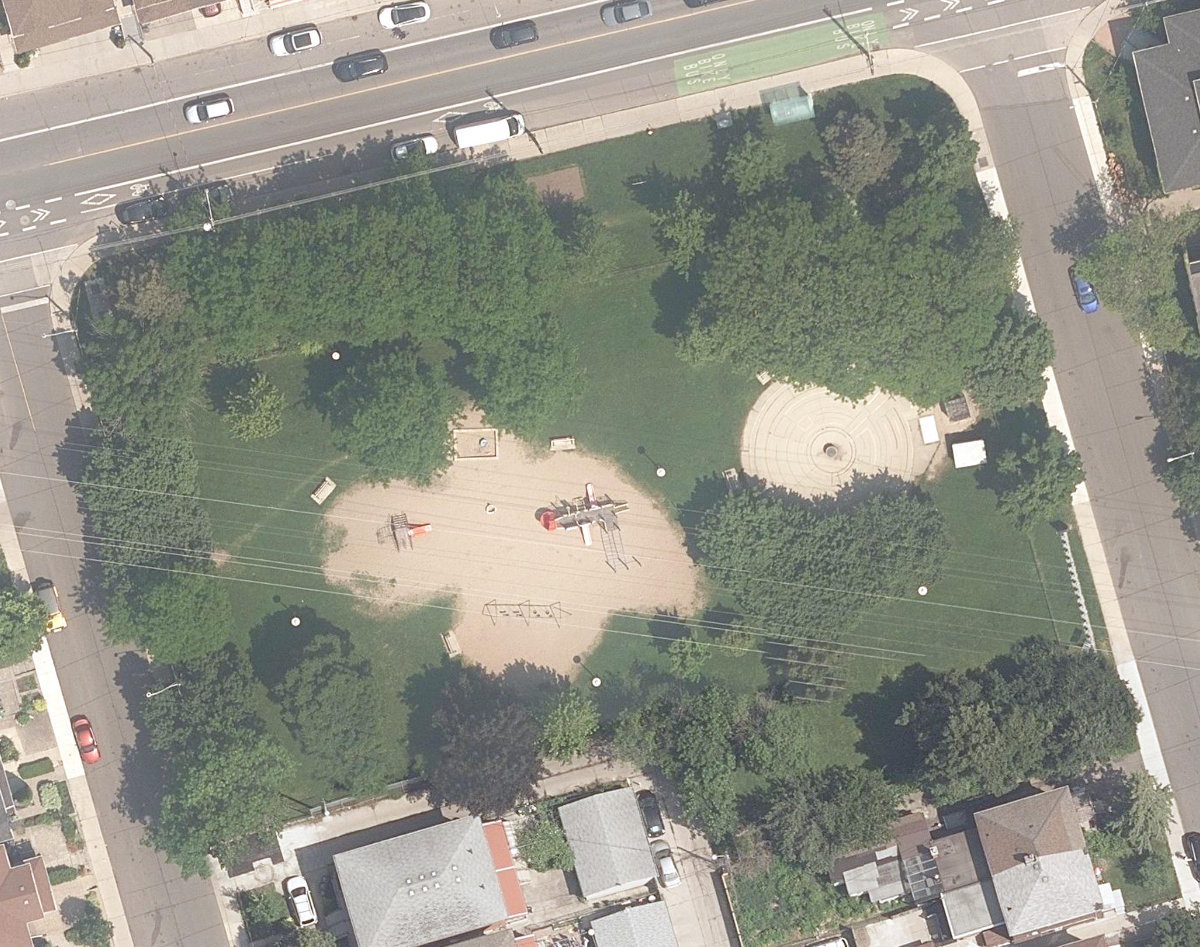 Primrose Avenue Parkette, aerial top-down view