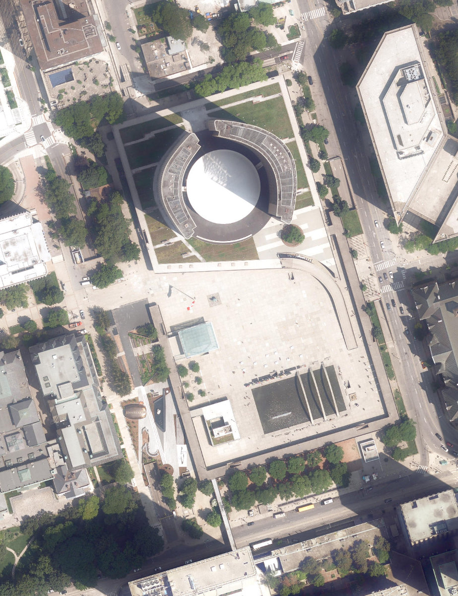 Nathan Phillips Square, aerial top-down view