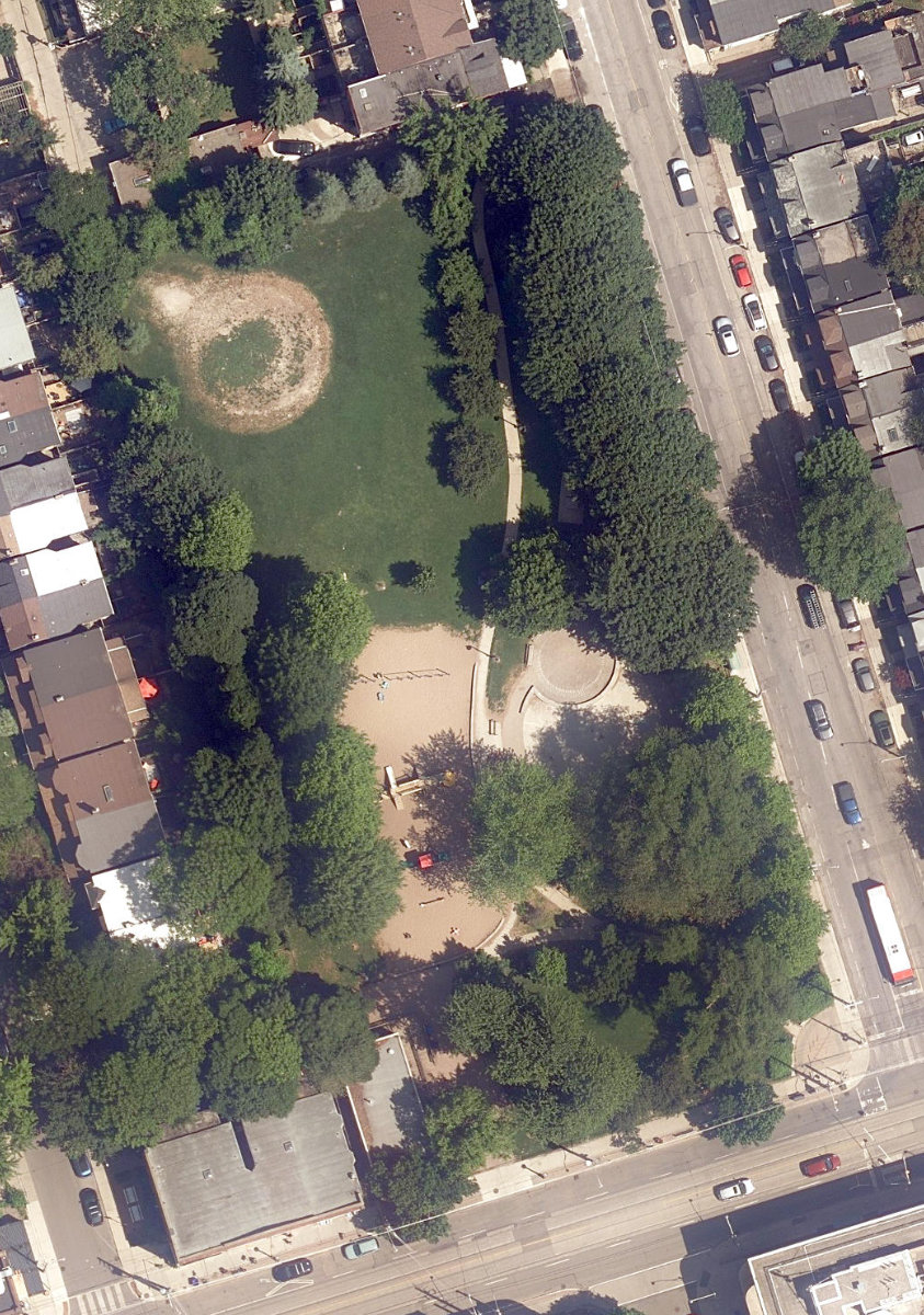 Leslie Grove Park, aerial top-down view
