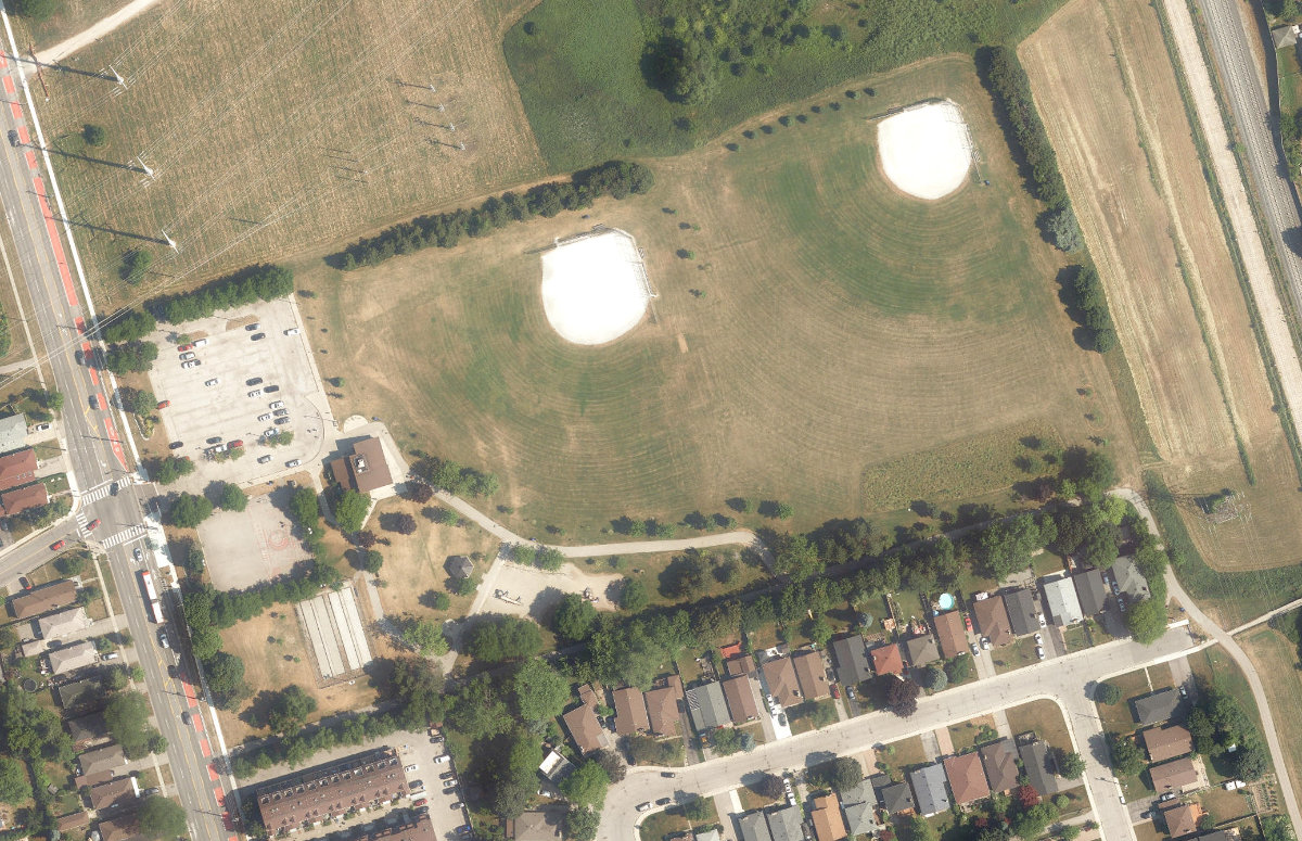 Jack Goodlad Park, aerial top-down view