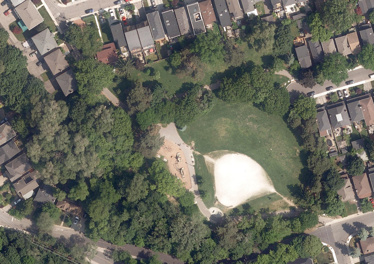 Lessard Park, aerial top-down view