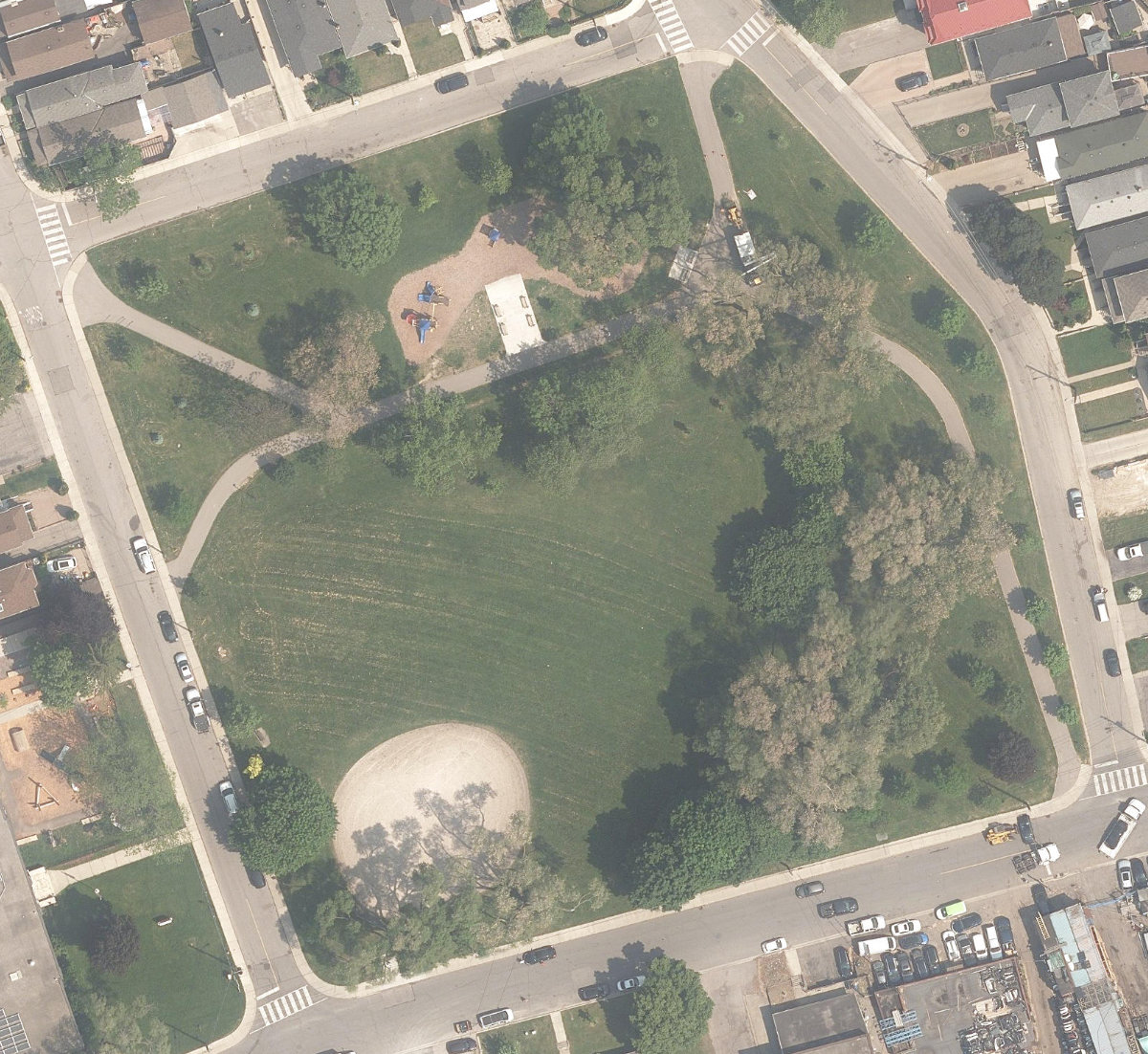Harwood Park, aerial top-down view