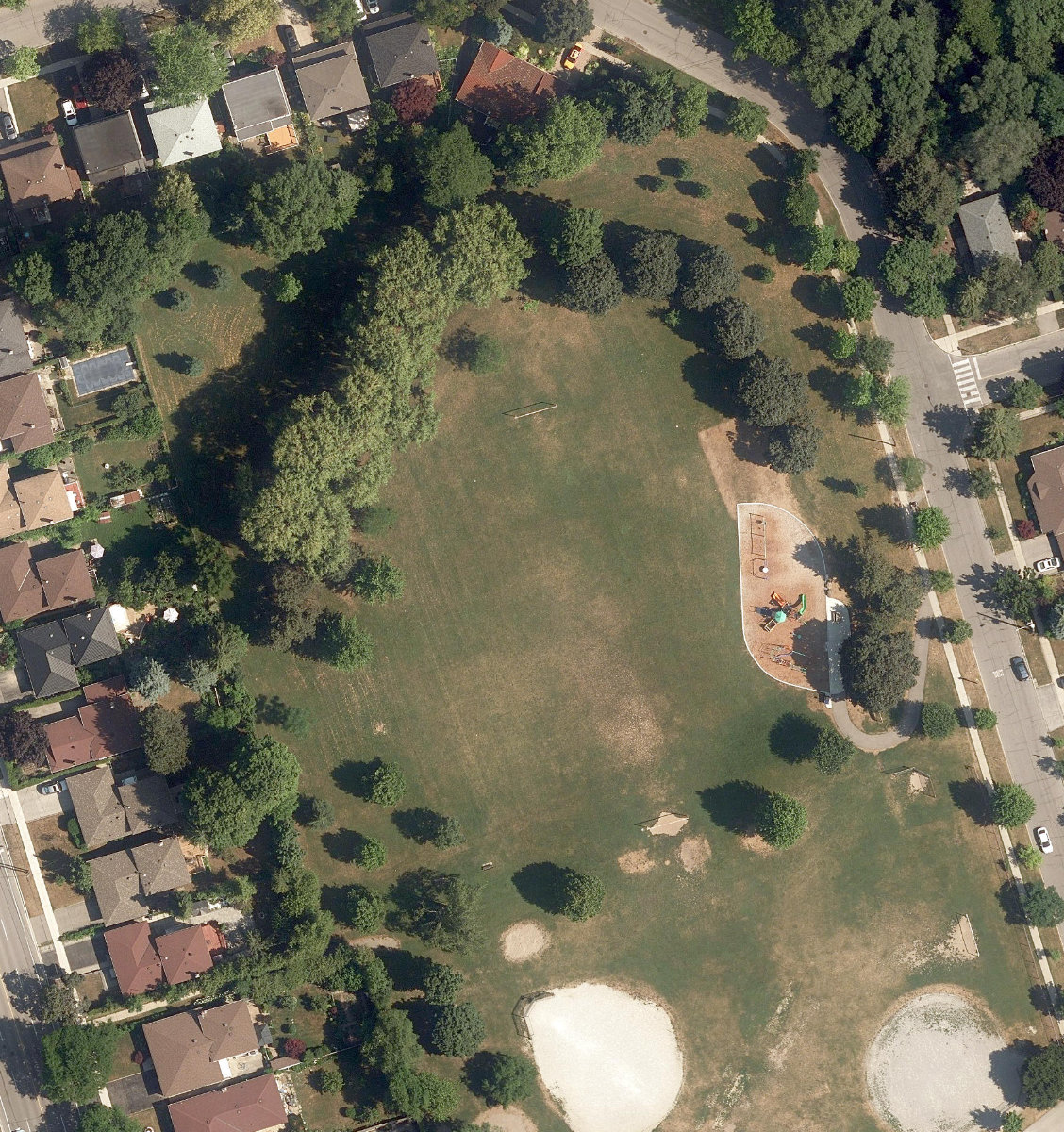 Cedargrove Park, aerial top-down view