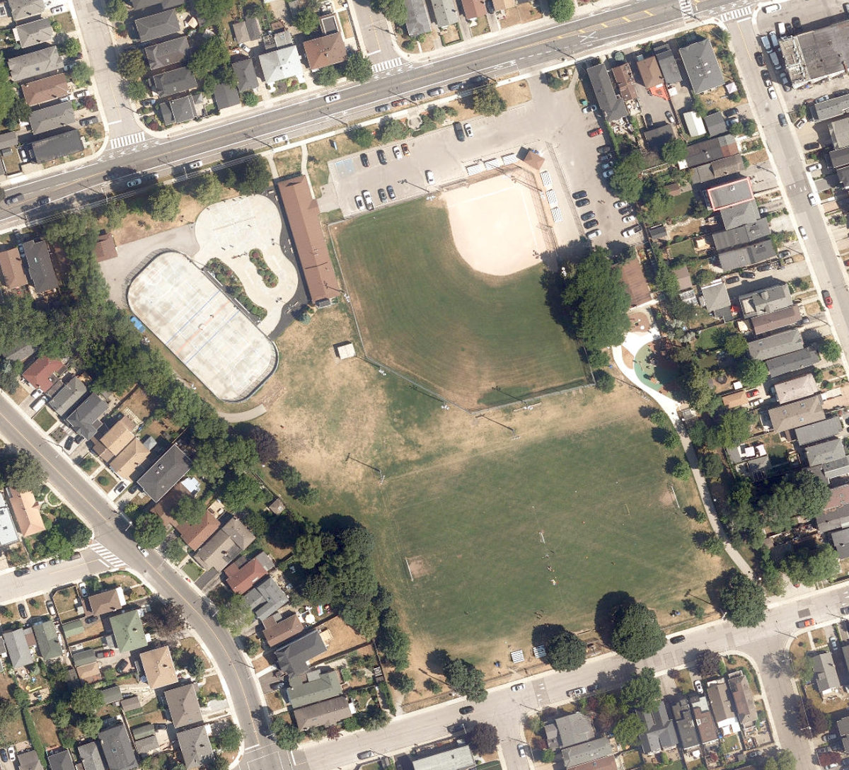 Dieppe Park, aerial top-down view