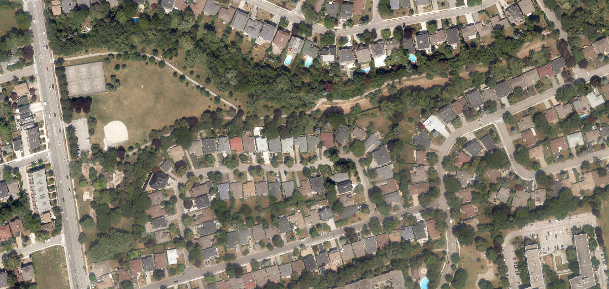 Bayview Village Park, aerial top-down view