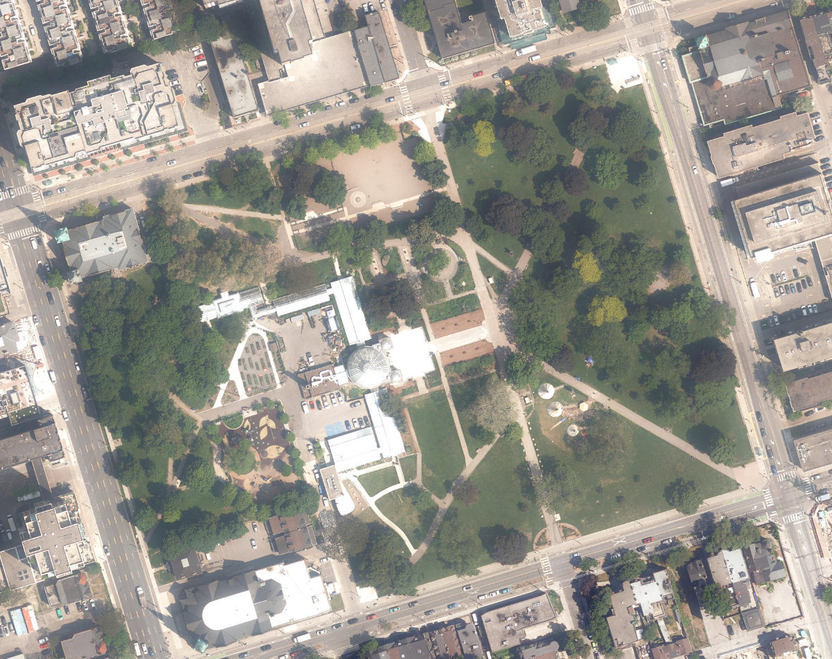Allan Gardens, aerial top-down view