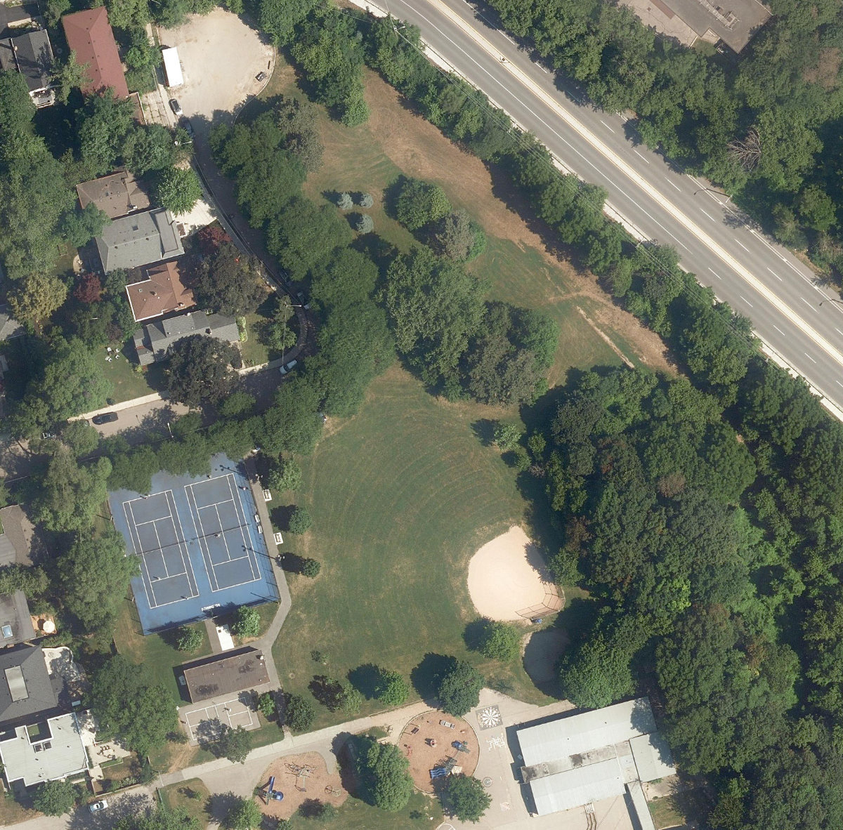 Bennington Heights Park, aerial top-down view