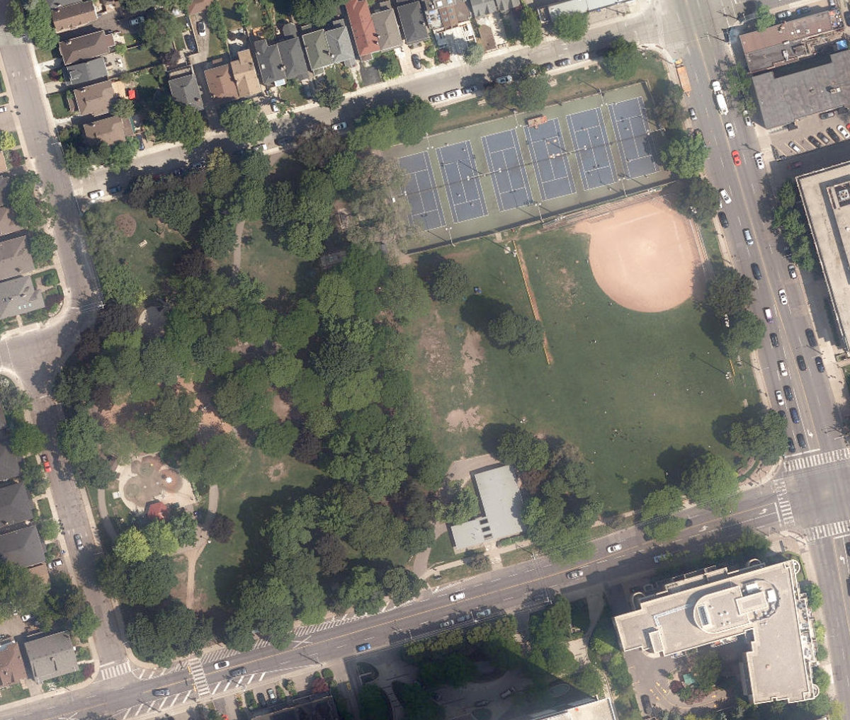 June Rowlands Park, aerial top-down view