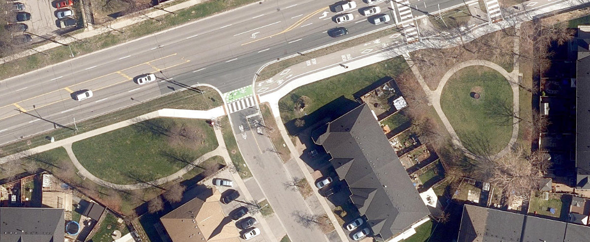 Sunfield Park, aerial top-down view