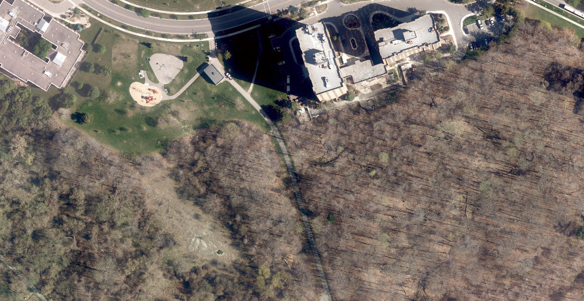 Humberline Park, aerial top-down view