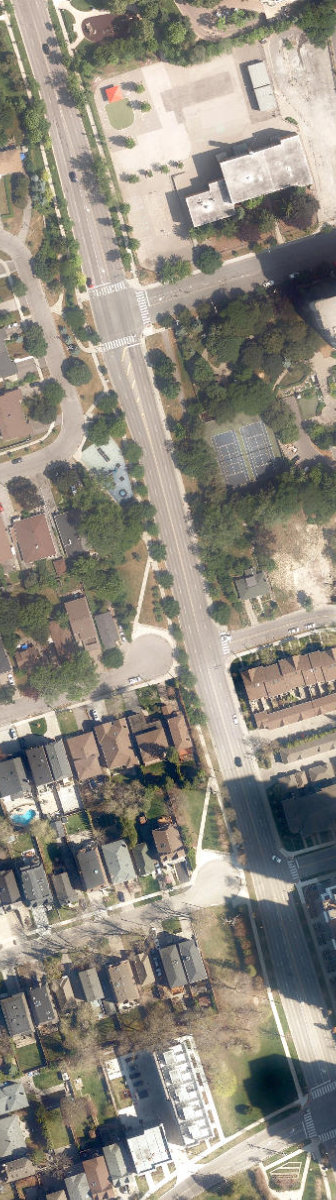 Kempford Parkette, aerial top-down view