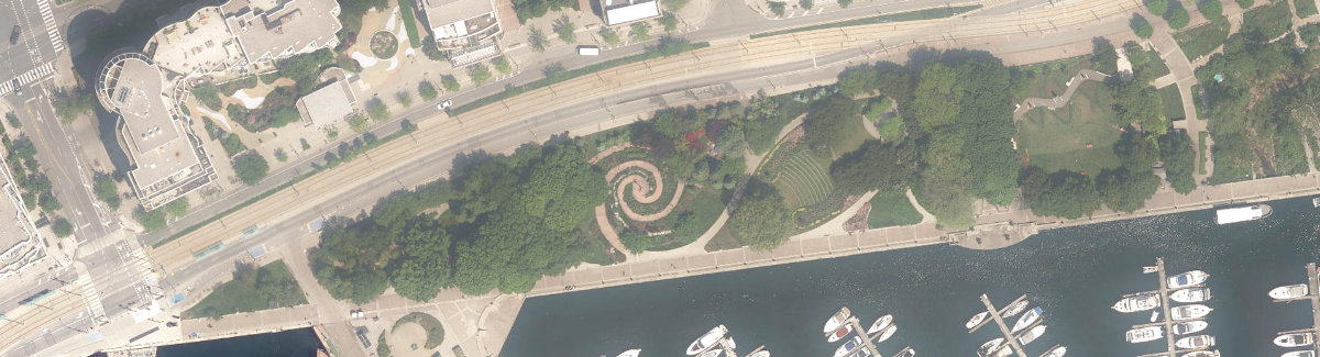 Toronto Music Garden, aerial top-down view