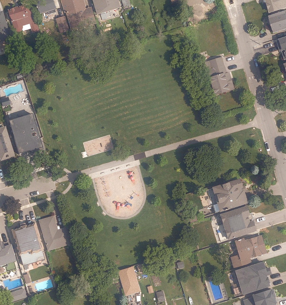 Greenfield Park, aerial top-down view