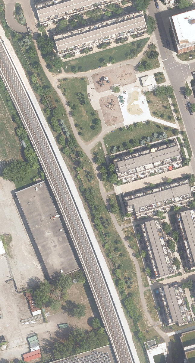 Davenport Village Park, aerial top-down view