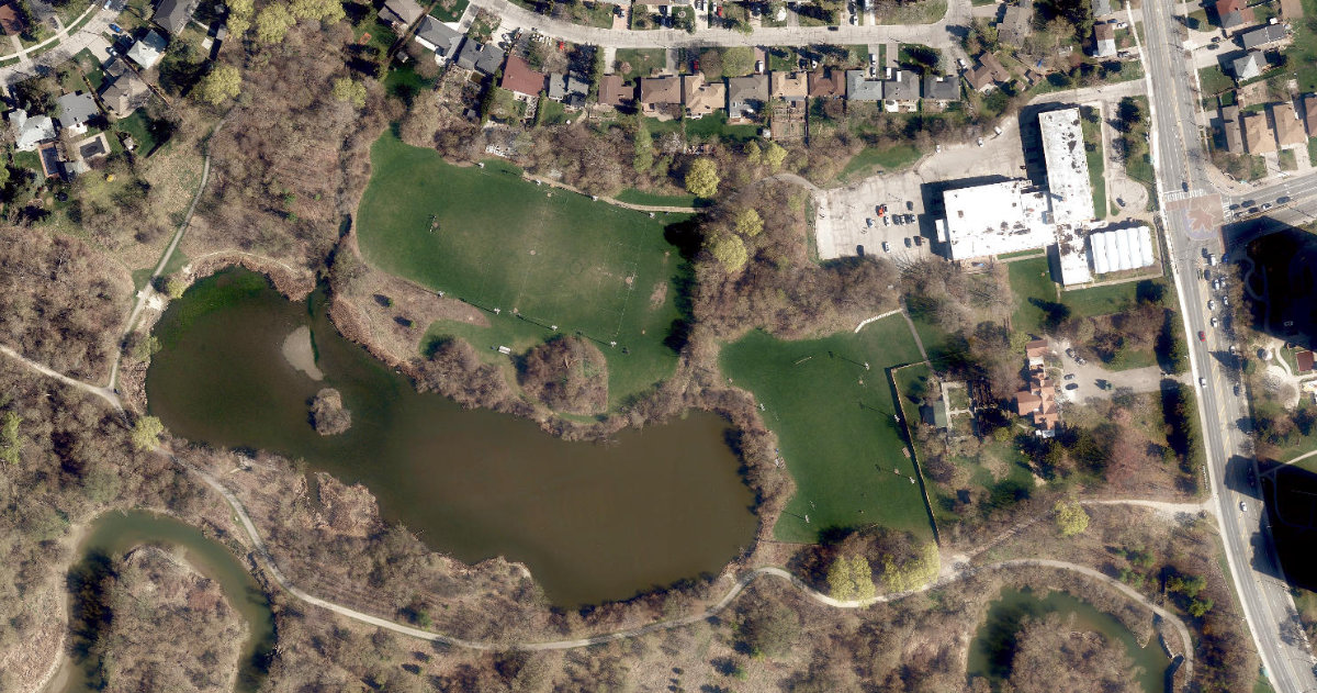 Humber Sheppard Park, aerial top-down view