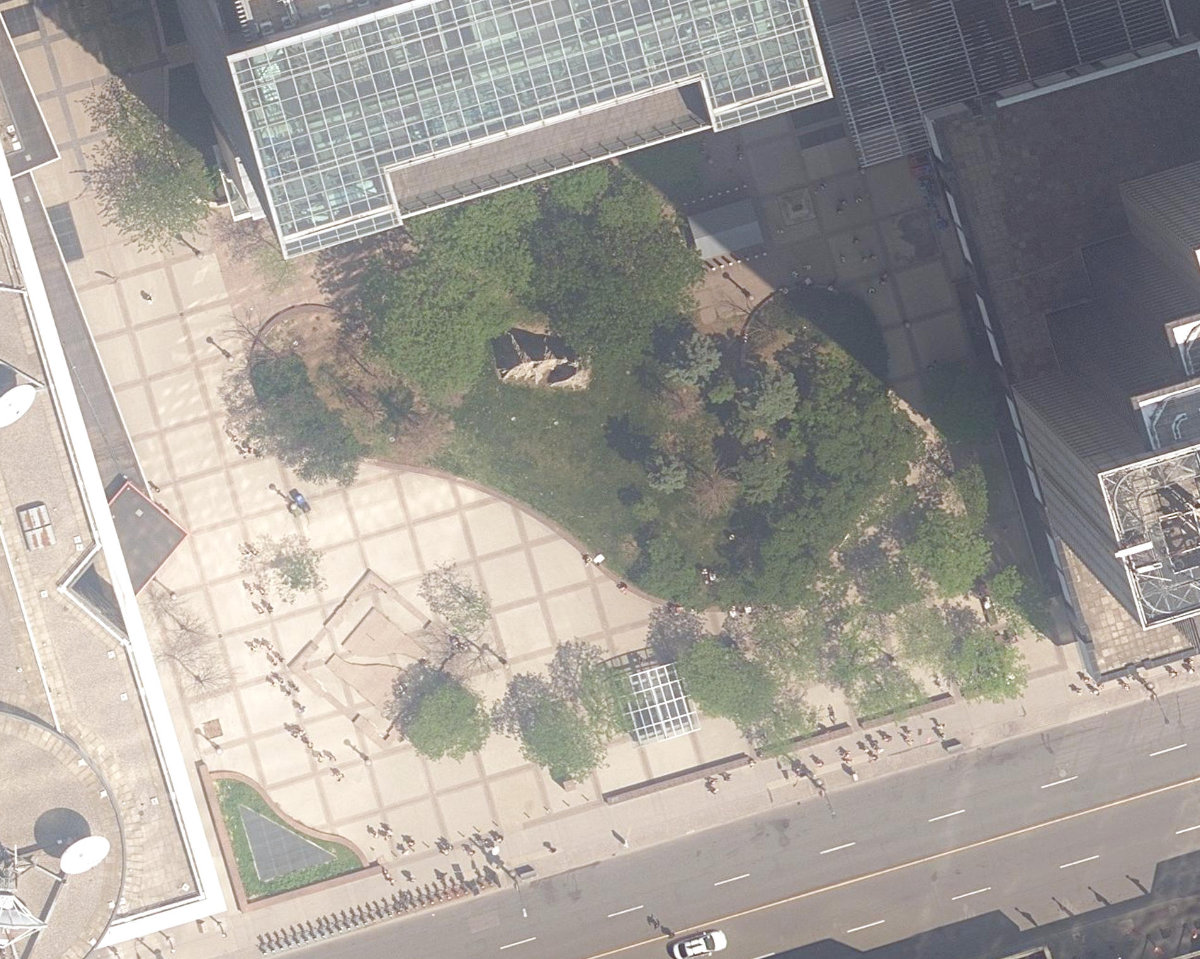 Simcoe Park, aerial top-down view