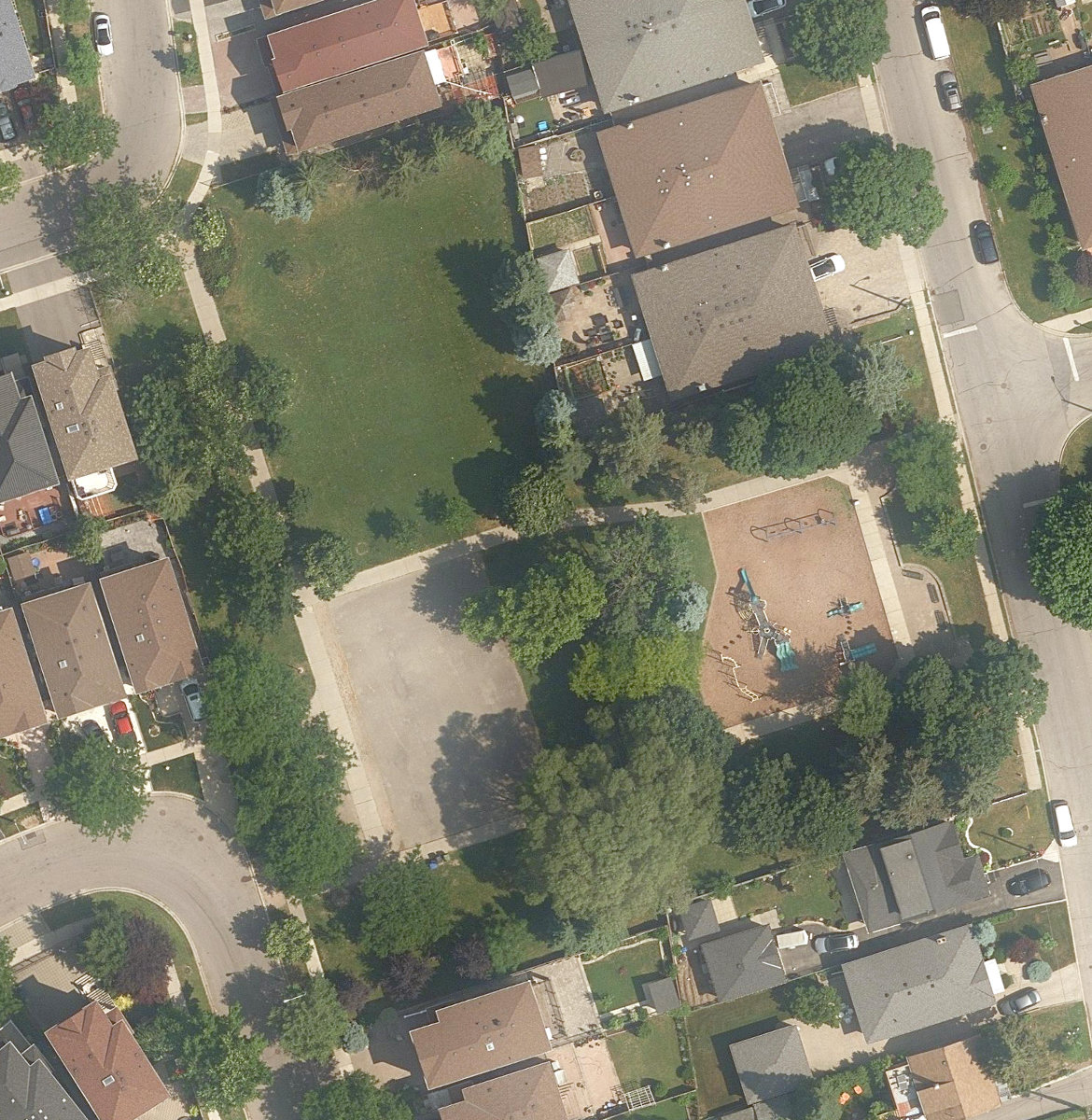 James Trimbee Park, aerial top-down view
